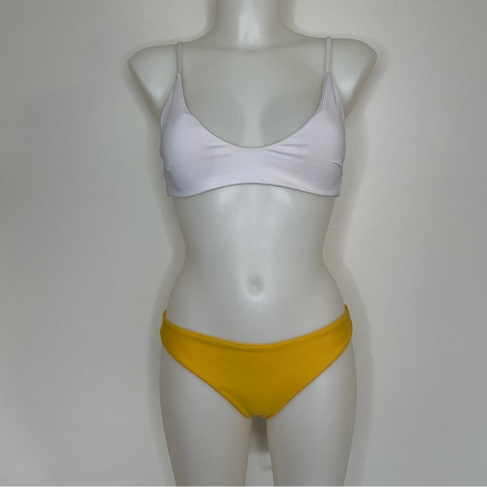 BIKINI Swimsuit 2 Piece Yellow and White Size Small Adjustable Straps